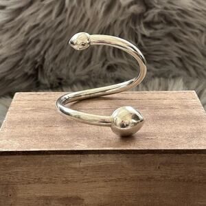 Vintage 70s Modernist Sterling Silver Spiral Armlet Bracelet